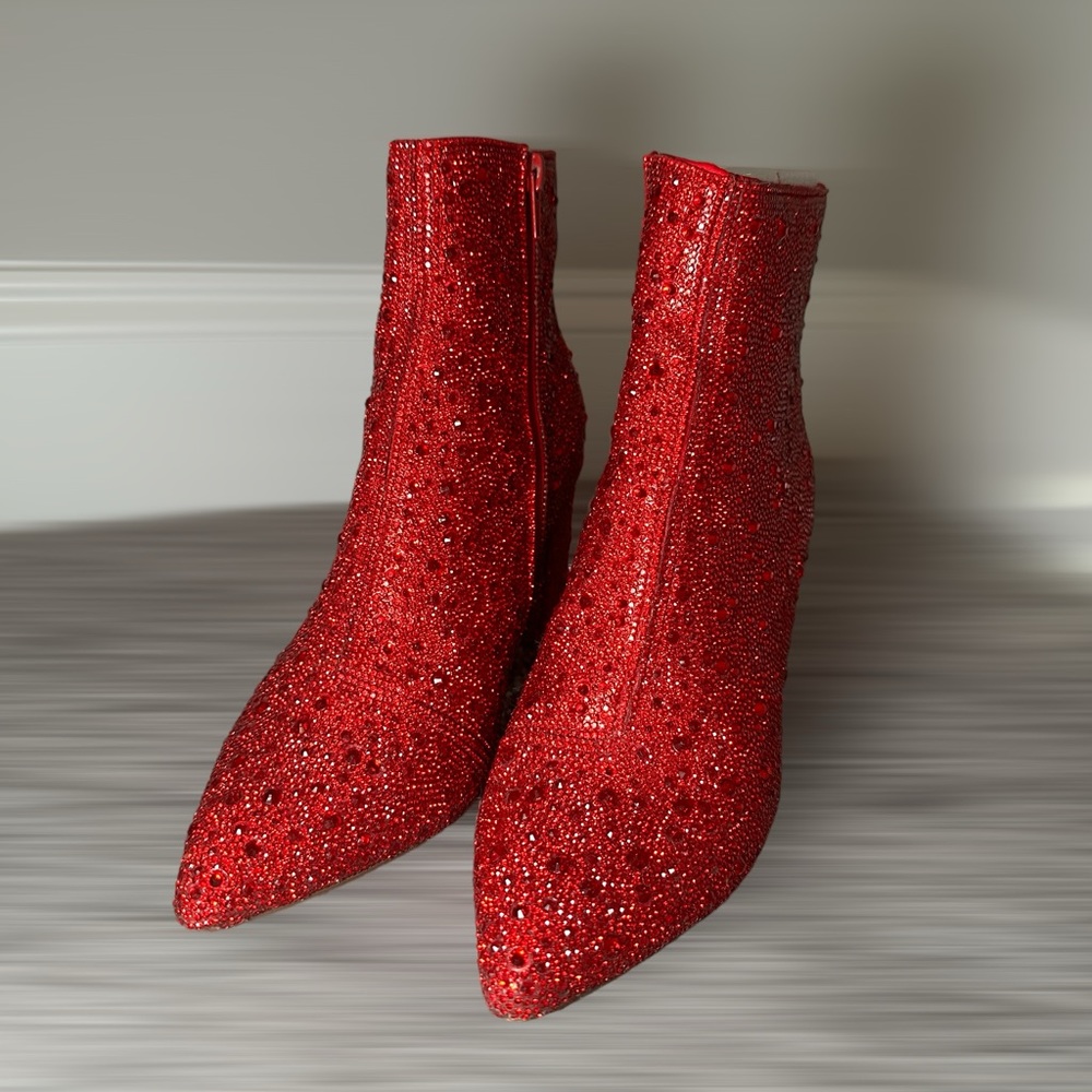 Betsey Johnson red studded booties
